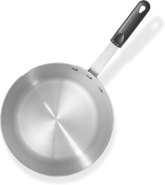 GRIDMANN 4.5-Quart Tapered Aluminum Sauce Pan with Silicone Handle, NSF Listed Heavy Duty Professional Cookware