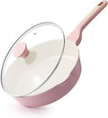 SENSARTE Nonstick Ceramic Skillet with Lid 10-inch, 3.5QT Non Toxic Deep Frying Pan, Saute Pan with Lid, Stay-cool Handle, Healthy Cooking Pot, Induction Compatible, Pink