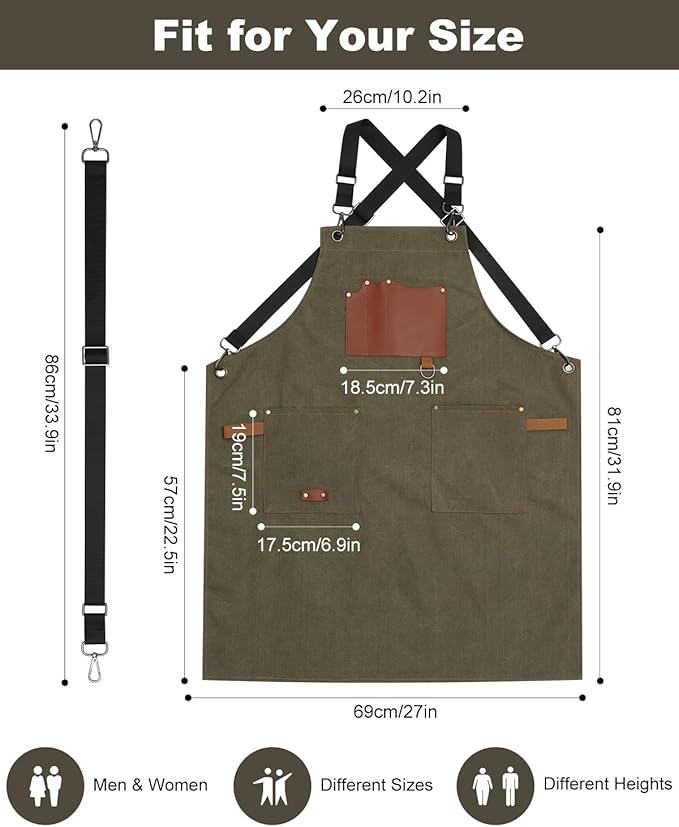 Kitchen Apron - 3 Large Pockets, Cross Back Apron With Adjustable Straps, Cooking Kitchen Chef Apron For Women And Men, Wear-Resistant & Easy To Clean.