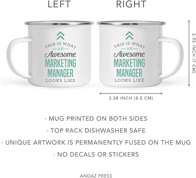 Andaz Press 11oz. Stainless Steel Campfire Coffee Mug Gift, This is What an Awesome Marketing Manager Looks Like, 1-Pack, Birthday Gift Ideas Coworker Him Her, Includes Gift Box