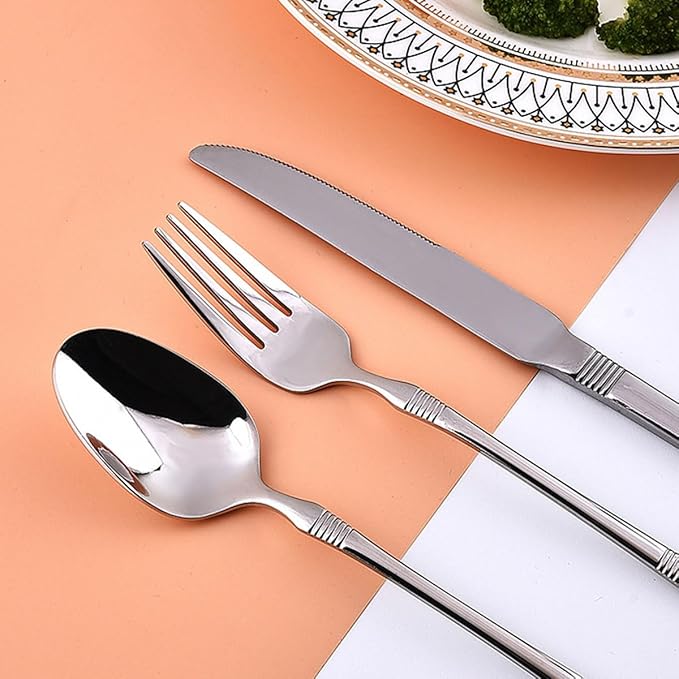 Deluxe 28 Piece Silverware Set for 4 Stainless Steel Flatware Set with Knife/Fork/Spoon,Cutlery Set for Home and Kitchen,Utensil Set with Dishwasher Safe，Gift Package for Wedding Housewarming
