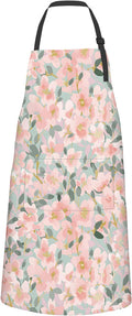Floral Apron,Oxford Fabric Adjustable Kitchen Apron with 2 Pockets,Waterproof Cooking Aprons for Men Women Mom Wife Dad,Ideal Gifts for Coffee House,Shop,Baking,BBQ,Housewarming,28x33in
