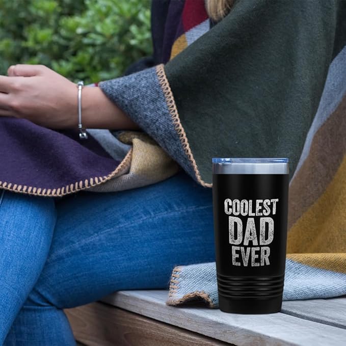 Style In Print Stainless-Steel Engraved Travel Mug Tumbler Coolest Dad Ever C Family & Friends Dad Insulated Thermal Coffee Cup Navy 30 Oz, ETUMB_KHGS044_N30
