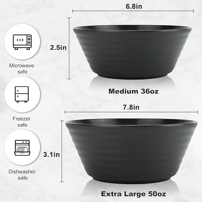 Wrova Wheat Straw Bowl Sets,6 PCS Unbreakable Cereal Bowl 50 OZ,Microwave and Dishwasher Safe Bowls,Super Big Bowl Sets BPA Free Big Bowl for Serving Cereal,Oatmeal and Salad (Deep Gray)