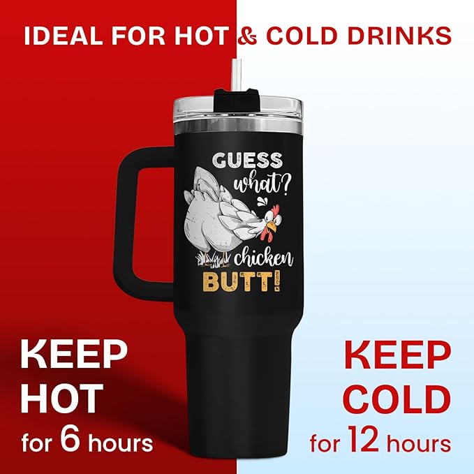 34HD 40oz Funny Halloween Cat Tumbler with Handle – Black Cat Gift, Holiday Travel Mug with Lid & Straw