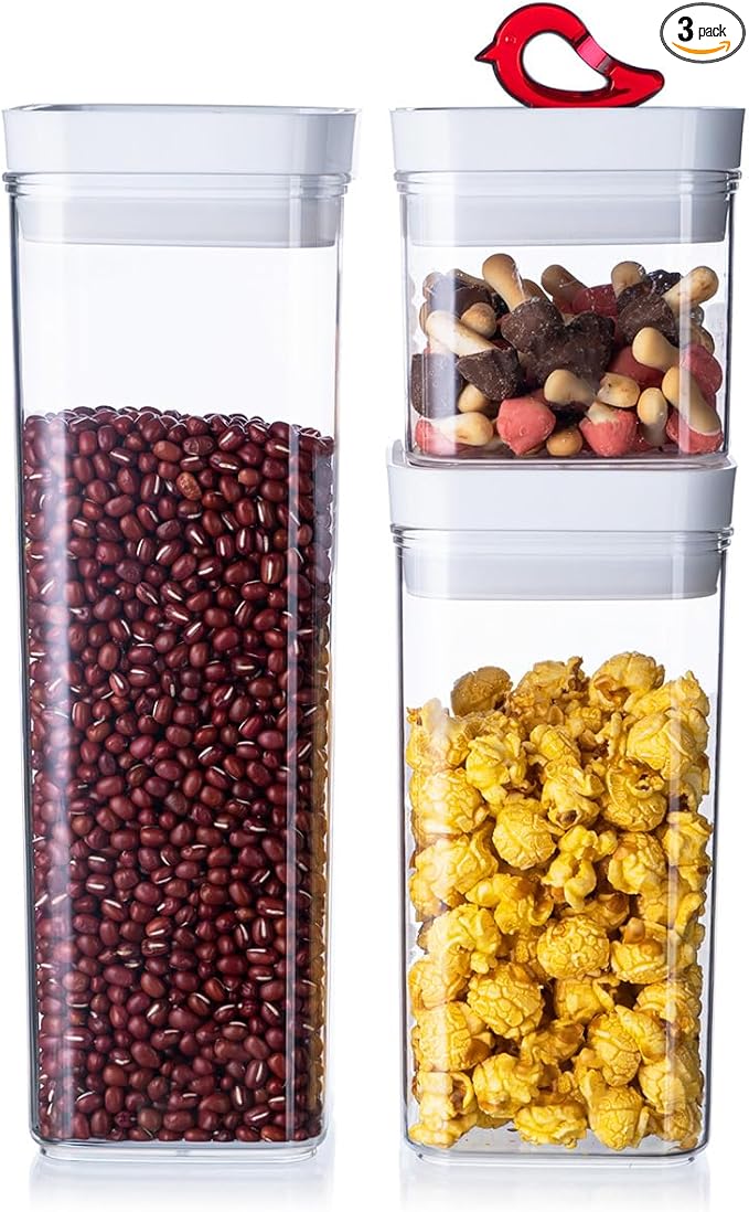 LHS Airtight Food Storage Container Set 3 Pack, BPA Free Kitchen Pantry Organization Canisters