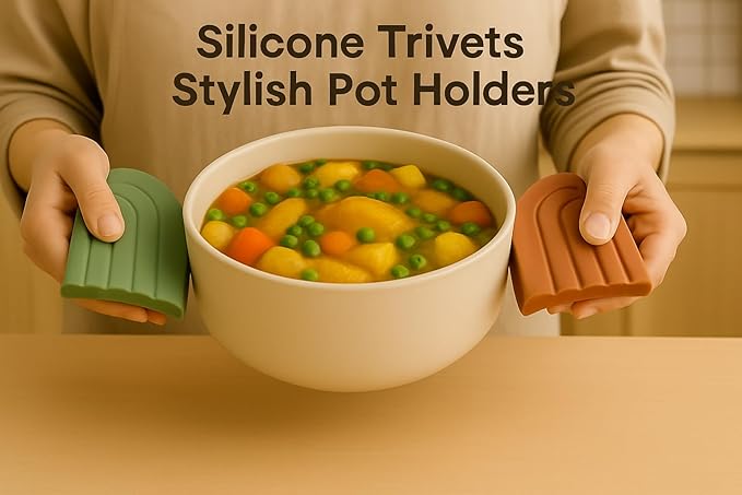 Silicone Trivets for Hot Dishes – Heat-Resistant, Non-Slip Pot Holders for Kitchen & Coasters – Durable Hot Pads for Pots, Pans, Baking Dishes & Kitchen Appliances (Willow Green - 2pcs)