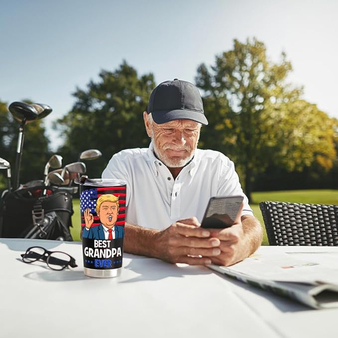 Gifts for Grandpa, Best Grandpa Ever Tumbler Christmas Gifts - Great Grandfather Birthday Gift from Grandchildren Grandson Granddaughter, 20 OZ Stainless Steel Insulated Travel Coffee Tumbler Cup
