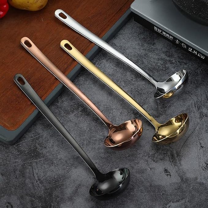 Large Soup Ladle 2 Pack 304 Stainless Steel Spoon Kitchen Serving Sauce Server - Silver