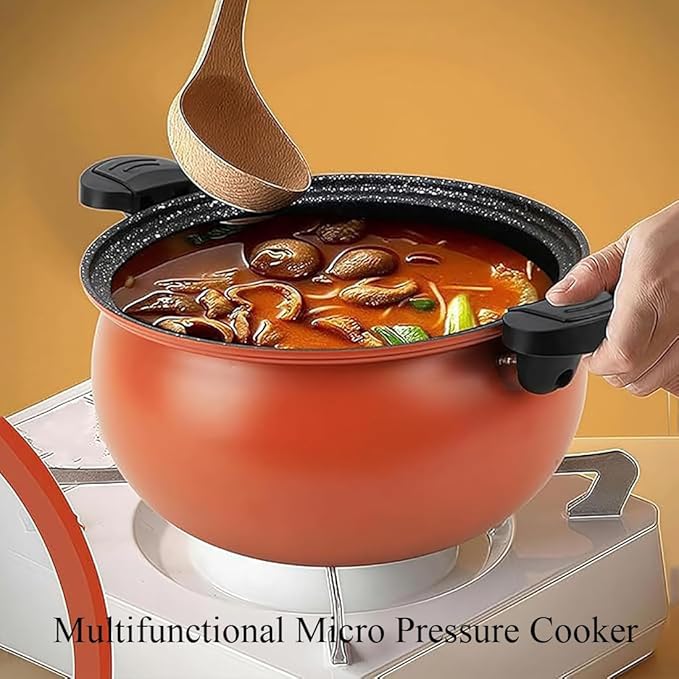 Multifunctional Large Capacity Non-stick Pressure Cooker, Micro Pressure Cooker, Versatile Micro Pressure Cooking Pot with Anti-Scalding Handle & Visual Glass Lid for Culinary Styles (Green)