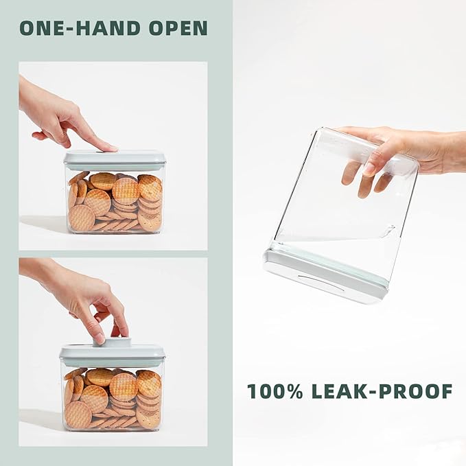Airtight Pop Food Containers with Lids, 10 PCS Kitchen and Pantry Organization Canisters for Cereal, Dry Food, Sugar, Snack, Flour, Spaghetti