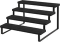 YINMIT Wooden Display Riser Stand, Tiered Perfume and Cologne Organizer Stand, 4 Tier Spice Rack Organizer, Rustic Display Shelf for Candles (4 Tier,Black)