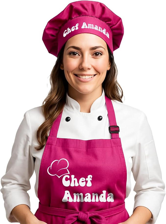 Personalized Chef Apron, Personalized Gift for Dad or Mom, Custom Apron Gift for Boyfriend, Husband, Brother, Wife, Birthday Gifts for Women or Men, Kitchen Cooking Aprons with Pockets