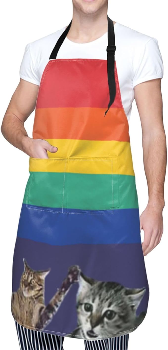 LGBT Aprons Gay Aprons with Pockets and Adjustable Rainbow Apron for Gardening Cooking Kitchen