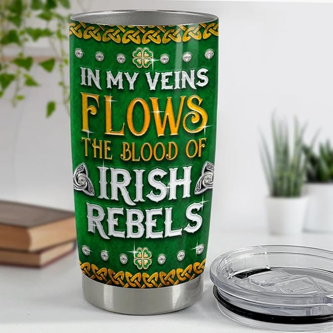 SANDJEST Irish Tumbler 20oz Celtic Cross Stainless Steel Tumbler with Lid Gifts for Women Birthday Christmas