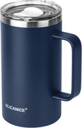 14/24oz Insulated Coffee Mug Cup With Handle, 304 Stainless Steel Vacuum Insulation, Tritan Detachable Slider Lid, BPA Free, Dishwasher Safe - Office & Home - Navy