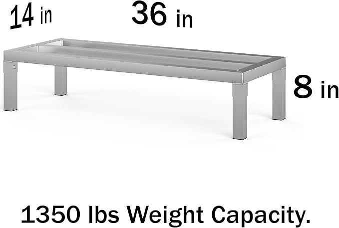 36" Long x 14" Wide | Height: 8" Off The Floor Aluminum Dunnage Rack | Storage in Restaurant, Kitchens and Garages and More!