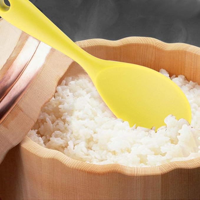 uxcell Silicone Soup Ladle Spoon 8.7 Inch Heat Resistant to 450°F One Piece Design Restaurant Kitchen Cooking Utensil for Serving Soup Yellow