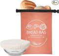 Bread Bags for Homemade Bread & Sourdough - Reusable Bread Bag with Linen Cover, Freezer-Safe Storage to Keep Bread Fresh for Days (XL, Orange)