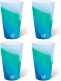 Silipint 16oz Silicone Pint Glass – Unbreakable BPA-Free Reusable Silicone Drinking Cup – Flexible Dishwasher Microwave & Freezer Safe – Stemless Glass for Water Coffee Smoothies, Pack of 4