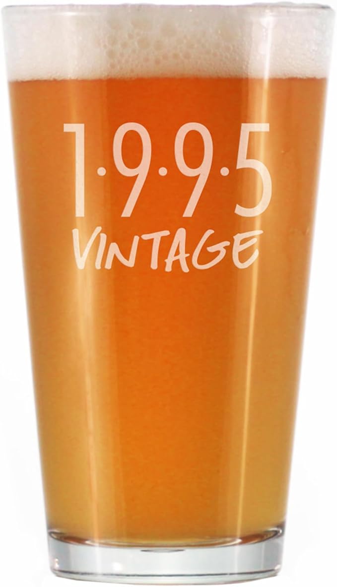 Vintage 1995 Pint Glass for Beer - 30th Birthday Gifts for Men or Women Turning 30 - Fun Bday Party Decor - 16 oz