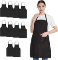 Black Apron with Pockets for Women Men Adult Chef, Set of 10 Bulk Kitchen Aprons for Cooking Baking Restaurant Painting DIY BBQ (10, Black)