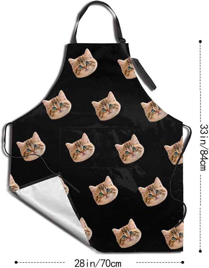 Custom Face Apron for Men Women, Personalized Photo Apron with Pockets, Customized Kitchen Aprons