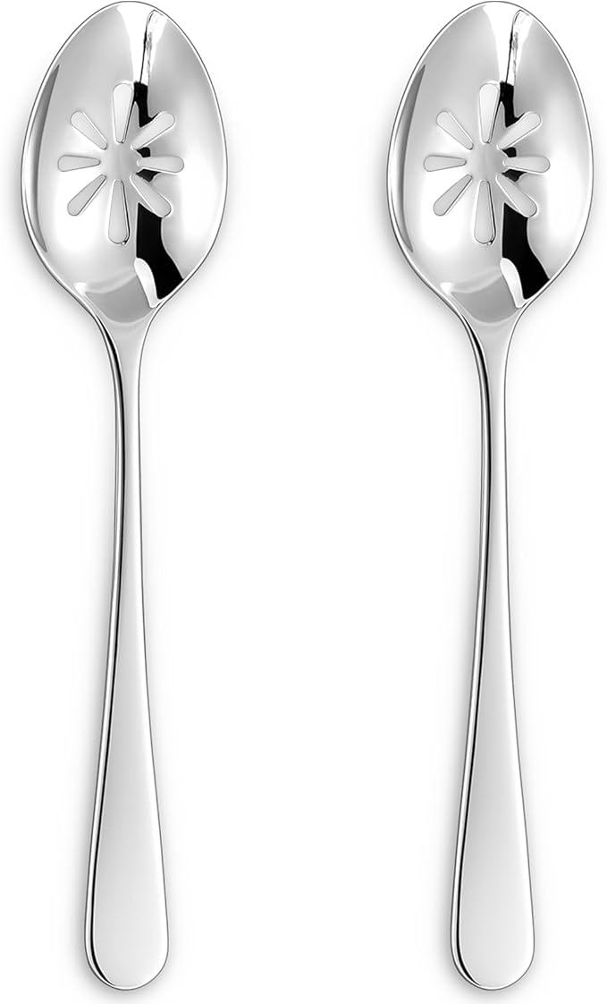 KEAWELL Premium Louise 9" Serving Spoon Set – 18/10 Stainless Steel - Uniting Elegance and Durability - Exquisite Serving Utensils for Parties (Slotted Spoon)