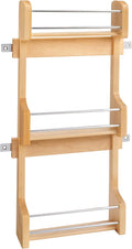 Rev-A-Shelf 15" 3 Tiered Pull Out Shelf Organizer for Kitchen Cabinets, Pantry Storage Spice Seasoning Rack, Door/Wall Mounted, Maple Wood, 4SR-15