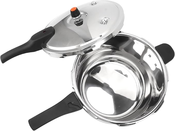 Stainless Steel Pressure Cooker, Multifunctional with Safety Valve, 80KPA, Handle, Cooking Pot for Fast Efficient Cooking (5L)