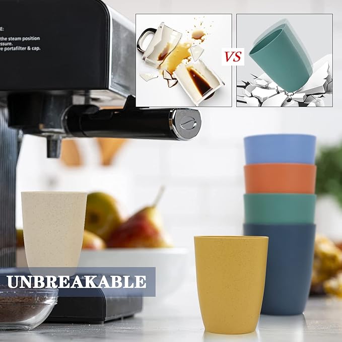 Homienly Wheat Straw Cups Alternative to Plastic Cup - Set of 6 Unbreakable Drinking Cup Reusable Dishwasher Safe Water Glasses Cups for Kitchen Tumblers Kitchen Essentials(20 OZ)
