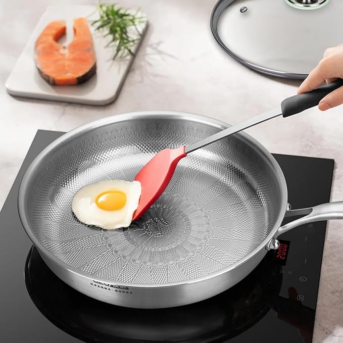 Platefull Titanium Pan,Titanium Frying Pan With Lid,No Coating Non-Stick Titaniums Cookware,Ultra-Durable, Scratch-Resistant, Compatible With All Cooktops