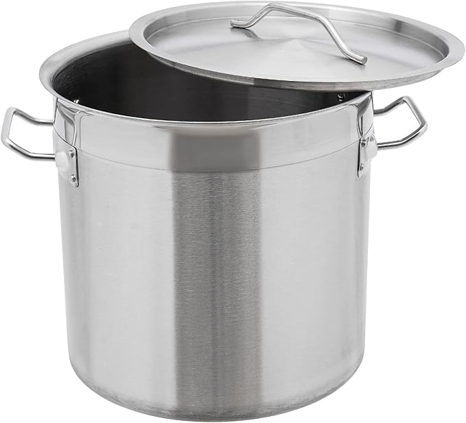 17L/17.9Qt Commercial Large Stock Pot with Lid,Nickel Free Stainless Steel Cookware Healthy Polished Stockpots, Induction Soup Pot for Cooking Home Use