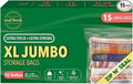 10 Gallon Large Plastic Storage Bags – 24" x 24" (15 Count) – Reusuable XXL Extra Large Heavy Duty Clear Jumbo Freezer Zip Bags with Sealable Zipper Top For Clothes, Travel, Moving