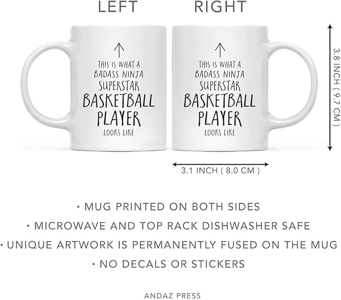 Andaz Press Funny 11oz. Ceramic Coffee Tea Mug Gift, This is What a Badass Ninja Superstar Basketball Player Looks Like, 1-Pack, Birthday Christmas Gift Ideas Coworker