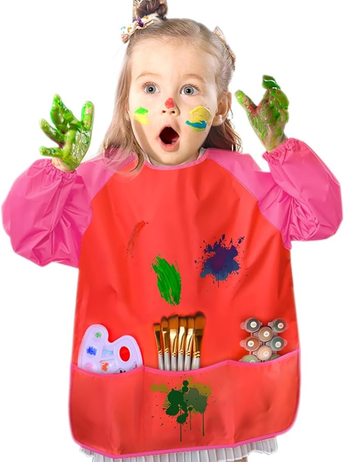KUUQA Waterproof Children Art Smock Kids Art Aprons, Painting Supplies (Paints and brushes not included)