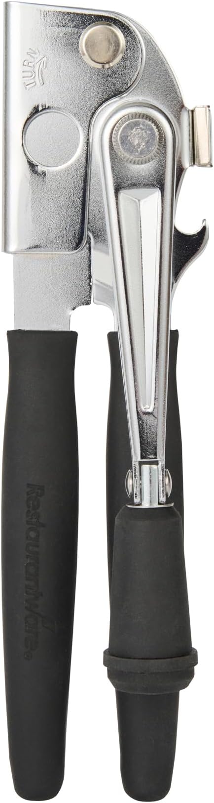 Restaurantware Stainless Steel Magnetic Manual Can Opener - 6 Pack - German Standard Black Crank Can Opener with Magnet, Ergonomic Handle, Non-Slip - Heavy-Duty Hand Can Opener, Easy Turn, Sharp Blade