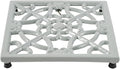 JOGREFUL Cast Iron Trivet Mats, Kitchen Pot Holders to Portect Table/Countertops, Heat Resistant Mats for Teapot/Hot Dishers/Plates, Vintage Mats with Weighted-Base, Flower Gray