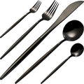 Modern Black silverware Set,Premium 18/10 Stainless Steel,Heavy duty,Sturdy,Sharp Practical steak knives,Matte Black Handle,Mirror Polished Finish,Kitchen Essential, (black)