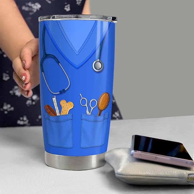SANDJEST Vet Tech Tumbler 20oz Veterinarian Gifts for Women Men Stainless Steel Insulated Tumblers Coffee Travel Mug Cup Veterinarians Gift for Birthday Christmas