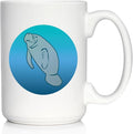 Bevvee Manatee Coffee Mug - Cute Ocean Animals Themed Decor and Gifts for Sea Creature Lovers - Large 15oz White Ceramic Mug
