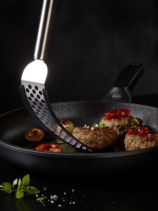 Rösle Stainless Steel Angled Spatula, 12.6-inches, Long Perforated