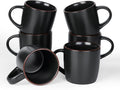 famiware Mercury Coffee Mugs 13 oz, Coffee Mugs Set of 6 with Handle, Cups for Latte, Hot Tea, Cappuccino, Mocha, Cocoa, Black
