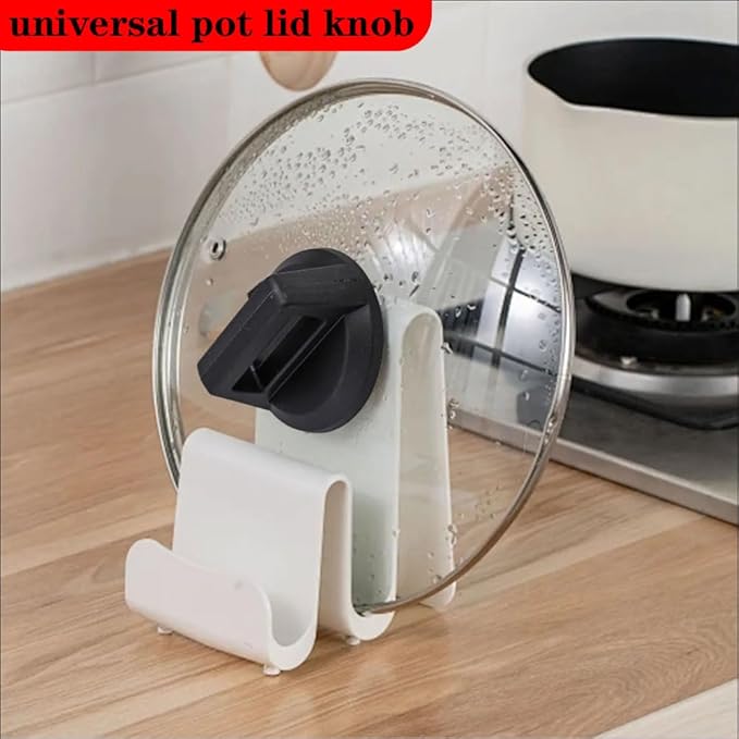 2 PCS Universal Pot Lid Top Replacement Knob Cover Knob Handle Kitchen Cookware Light-Colored Wood Grain (Black)