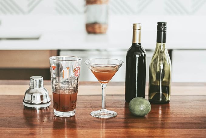 14 oz Recipe Glass Cocktail Shaker With Strainer Top - Includes 6 Cocktail Drink Recipes (Hip Hop Theme)