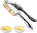 Garlic press and slicer 2 in 1,Effortlessly Crush, Slice, and Mince Garlic,with this Versatile Kitchen Tool - Perfect for Home Cooks and Professional Chefs Alike. (Silvery)