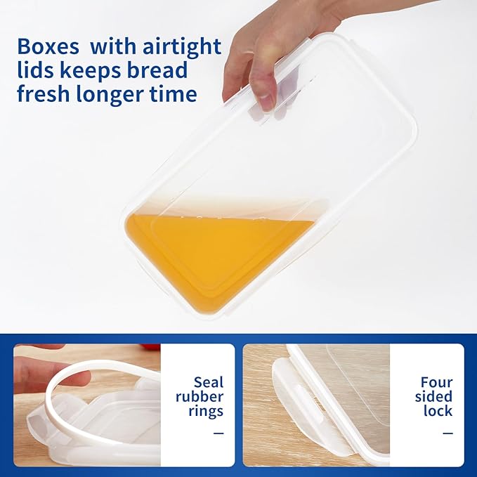 9.5Qt Bread Box Large,3.5Qt Bread Storage Container Small,2 Bread Containers with Lids Airtight to Save Sourdough Bread,Homemade Bread,Cake,Cookie,Toast,Dishwasher Safe,Loaf Holder,Plastic