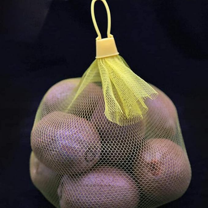 100pcs Seafood Boiling Bags, Plastic Reusable Mesh Produce Bags, Crawfish Bags Boiling Bags, Mesh Onion Bags, Fruit and Vegetable Produce Bag (24inch and Loop-Style Closures green)