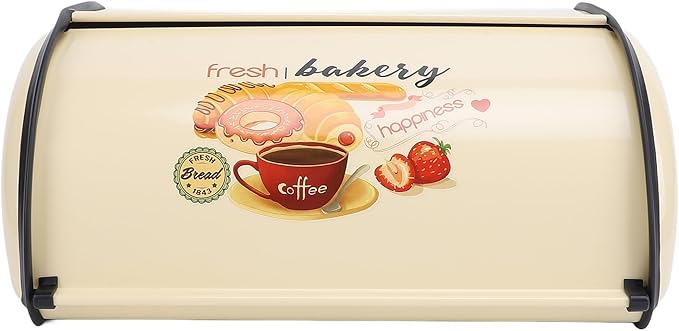 Bread Box,Roll Top Bread Box Vintage Bread Container for Kitchen Countertop Drum Type Metal Bread Storage Bin for Bread Cake Doughnut Biscuit Food Tableware (Type 1)
