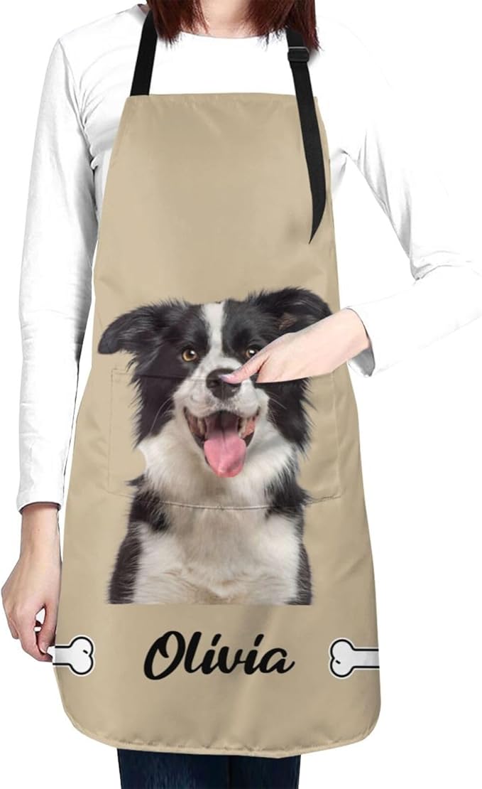 Custom Face Apron for Men Women, Personalized Photo Apron with Pockets, Customized Kitchen Aprons